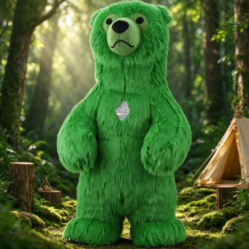Suits - Opblaasbaar mascottenkostuum van een harige groene
