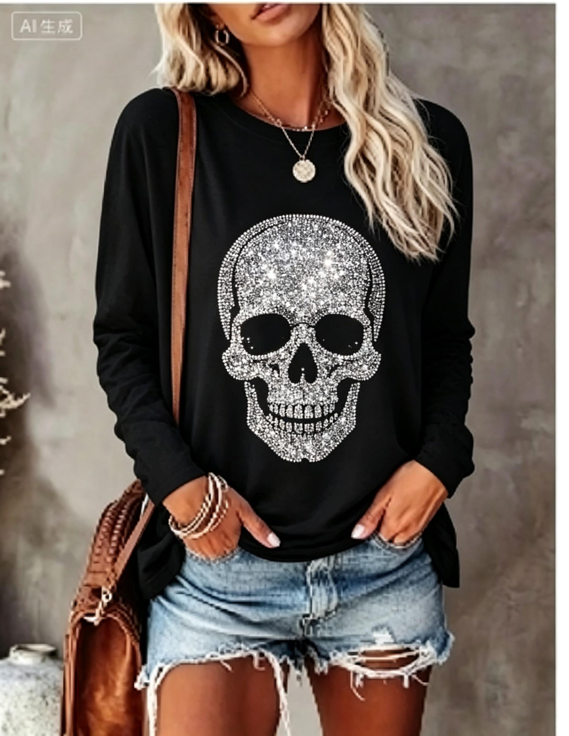 T-Shirts - Dames T-shirt met lange mouwen, gesimuleerde