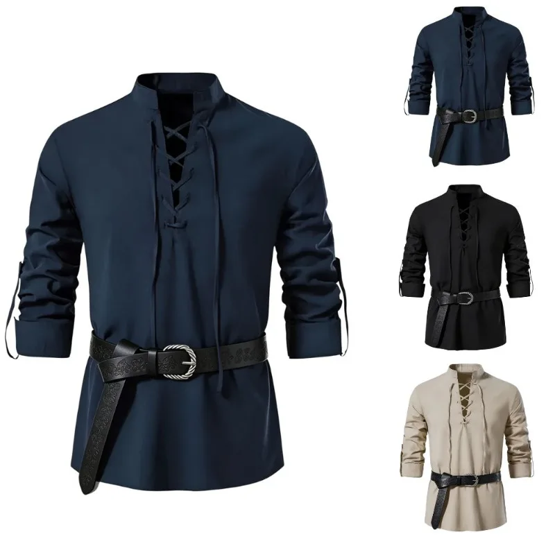 Heren Middeleeuws Viking Shirt - Medieval Gothic Lace Up Pirate Shirt recensie en prijs
