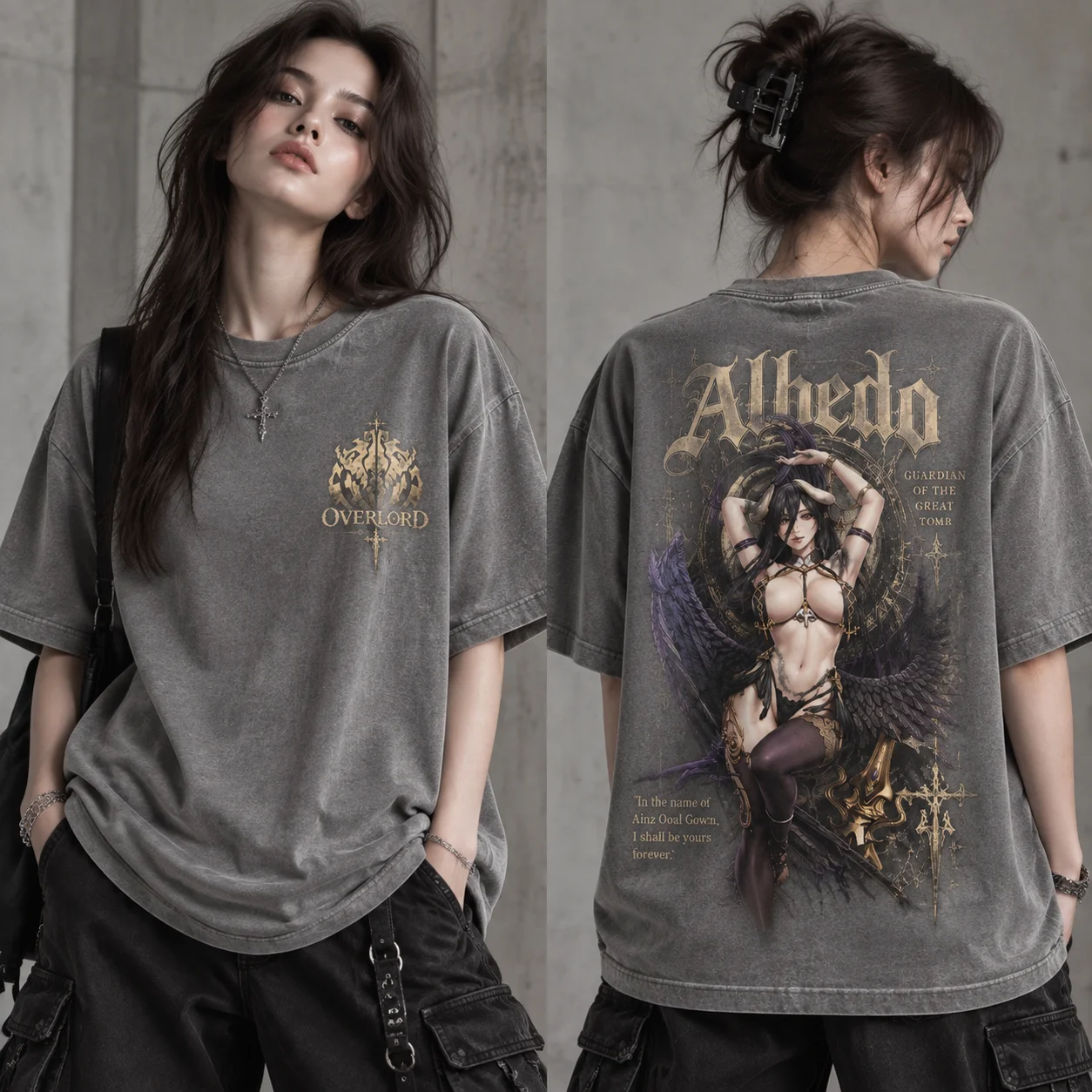 Albedo Overlord grafisch T-shi - Acid Wash Vintage Graphic T Shirt recensie en prijs